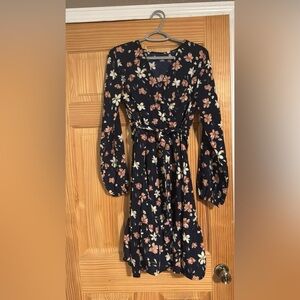 Amazon Navy Floral Long Sleeve Dress